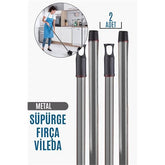 Takaz Global 2 Adet Vidalı Fırça Süpürge Vileda Sapı GRİ